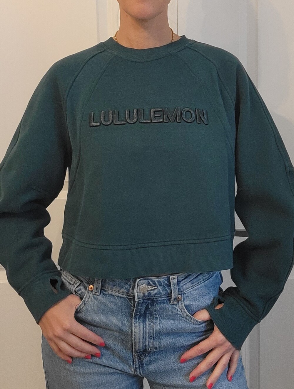 lululemon athletica Forest Green Cropped Crew Sweatshirt